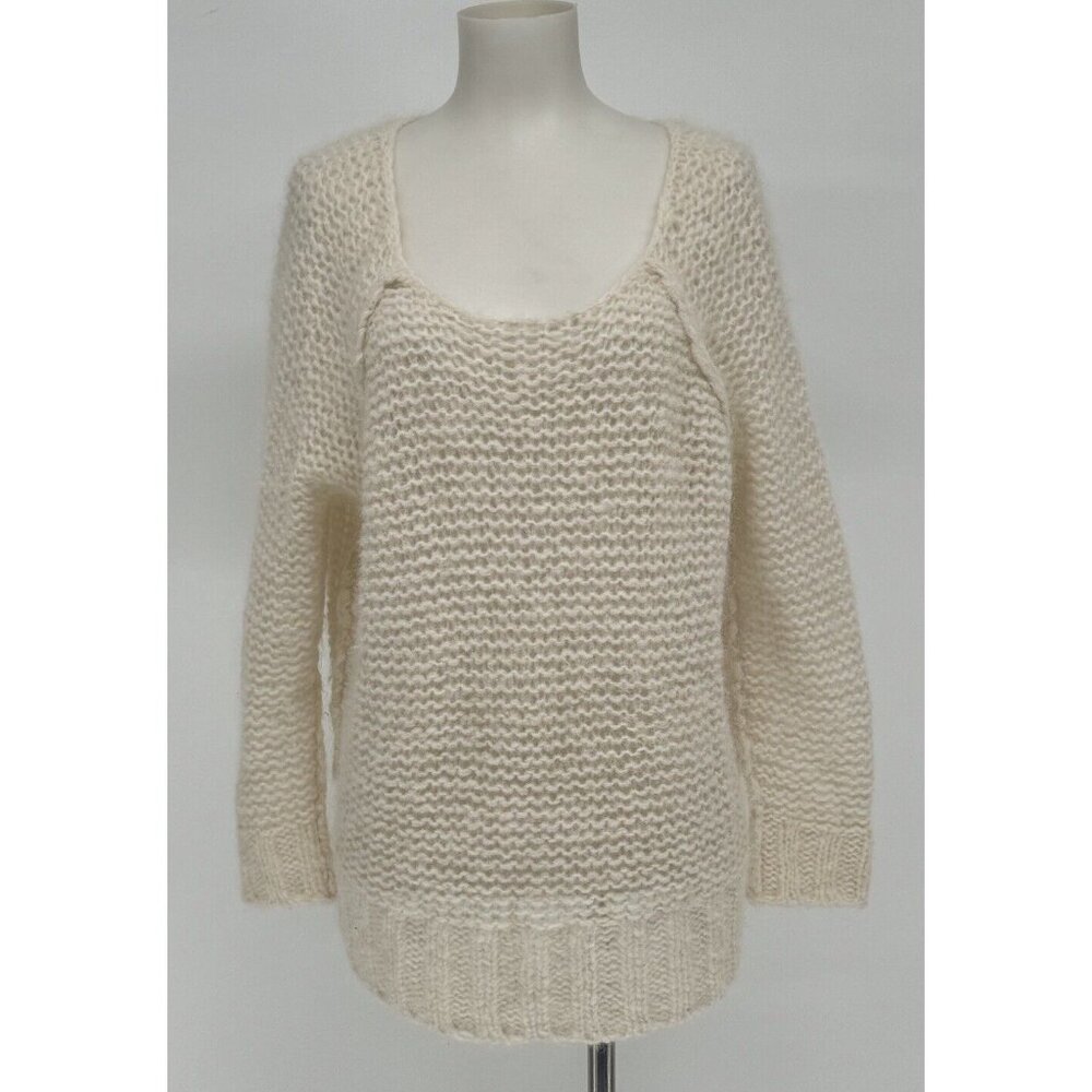 Free People Cream Scoop Neck Chunky Knit Sweater